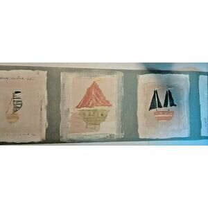York Sailboat Wall Border 5 Yds - Sailing Beach Nautical - Green